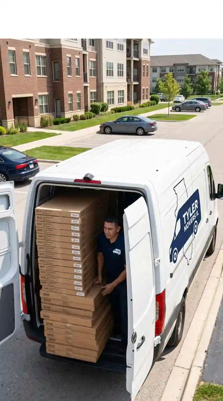 Tyler Movers loading large flat-pack furniture order into van